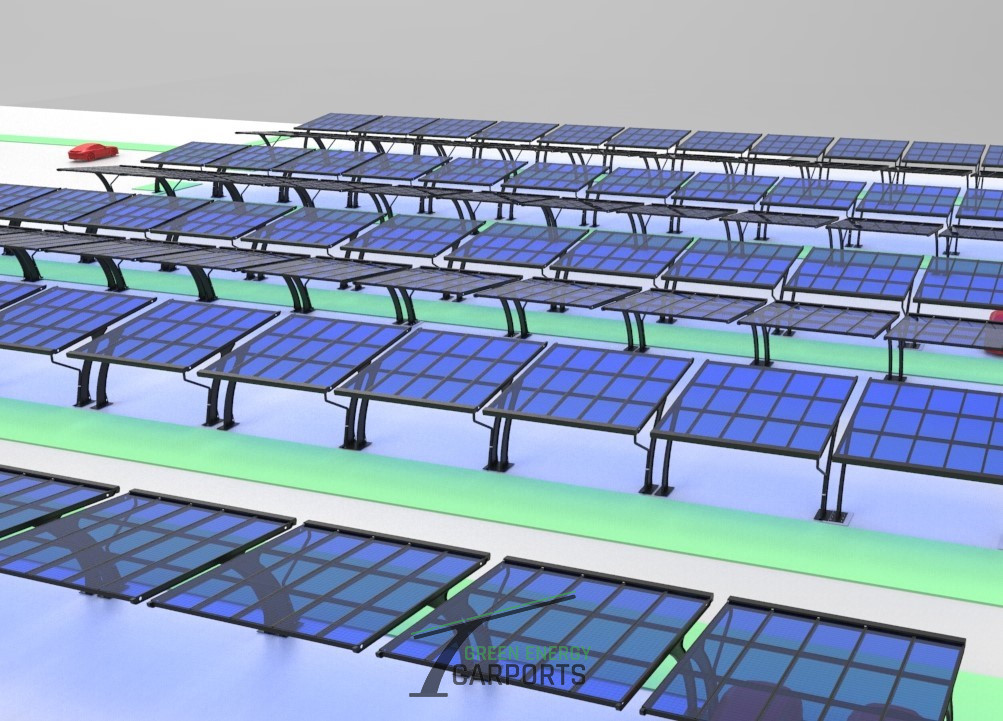 Solar Carports für Großprojekte als Doppelausführung