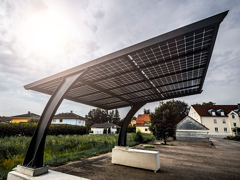 Green Energy Solar Carport, Seitenansicht