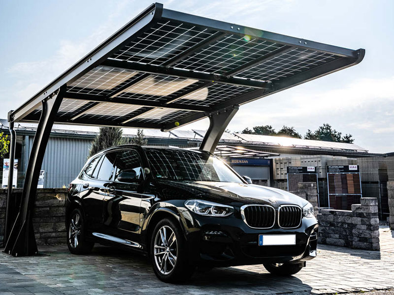 Green Energy Solar Carport, Ansicht Einzelcarport