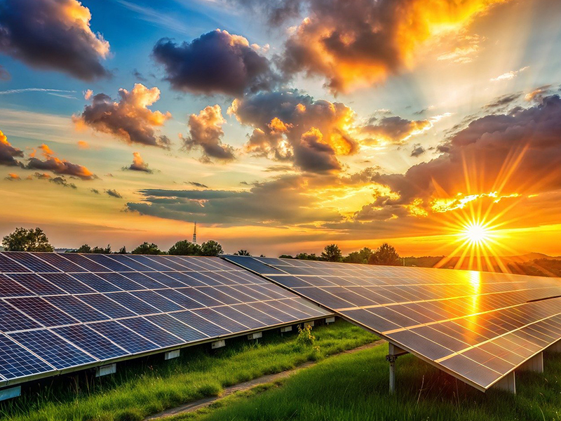 Lange Reihen an Solar-Modulen zur nachhaltigen Energie-Gewinnung